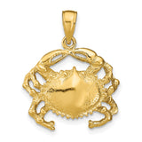 14k Yellow Gold Crab Pendant, Cancer Zodiac Symbol, Nautical Beach Style Charm for Women or Unisex