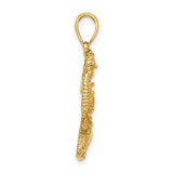 14k Yellow Gold Pendant, Seahorse and Starfish Nautical Design, Marine Life Charm