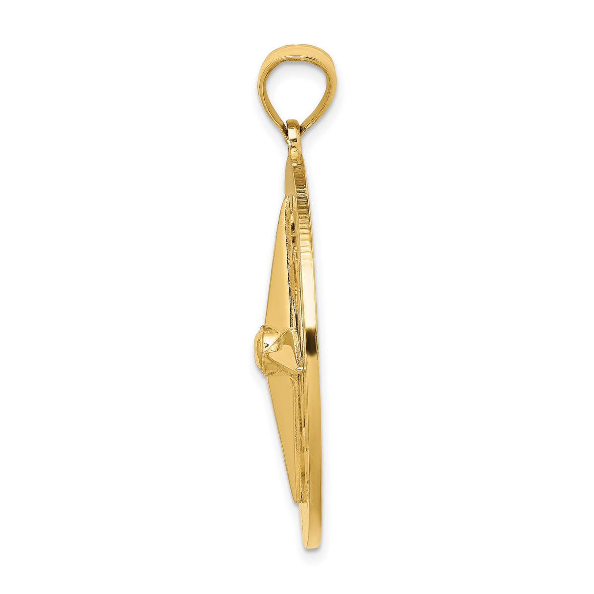 14k Yellow Gold Compass Pendant with Directional Engravings, Nautical Theme, Unisex Jewelry