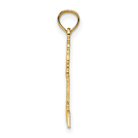 14k Yellow Gold Palm Tree Pendant with Tropical Design, Island Charm for Women or Unisex