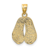 14k Yellow Gold Sandal Pendant with Roman Numerals, Spiritual Walk of Faith Theme
