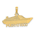 14k Yellow Gold Cruise Ship Pendant with Puerto Rico Engraving, Travel Souvenir Charm