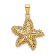 14k Yellow Gold Starfish Pendant with Filigree Details and Polished Arms