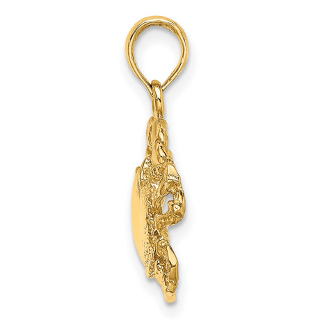 14k Yellow Gold Crab Pendant, Cancer Zodiac Symbol, Coastal Marine Life Design for Women