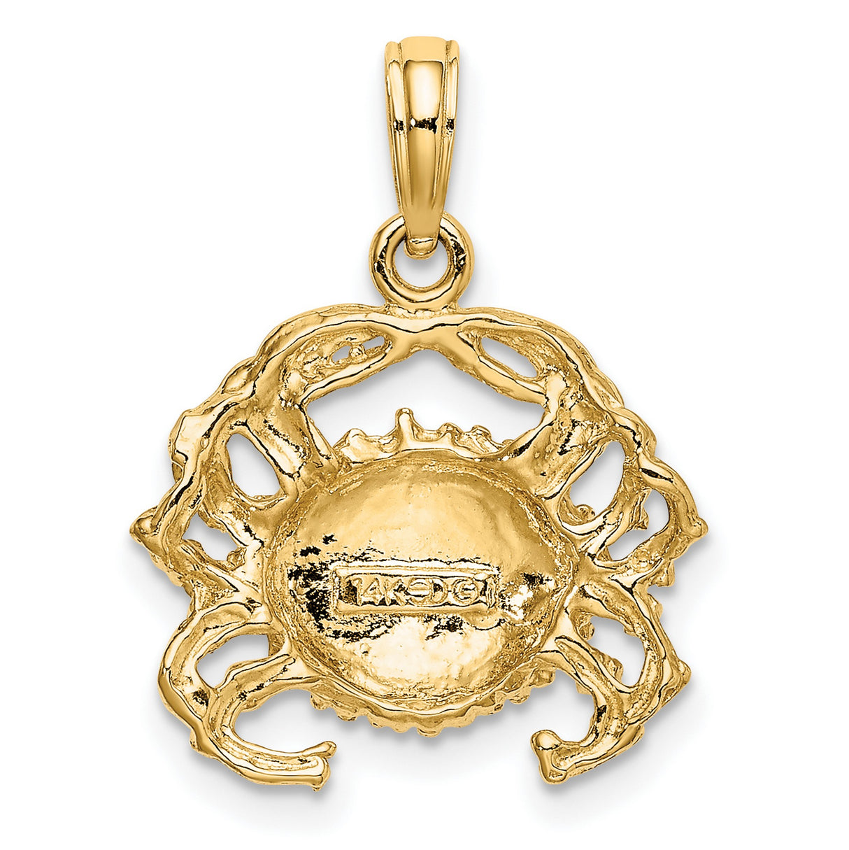 14k Yellow Gold Crab Pendant, Cancer Zodiac Symbol, Coastal Marine Life Design for Women