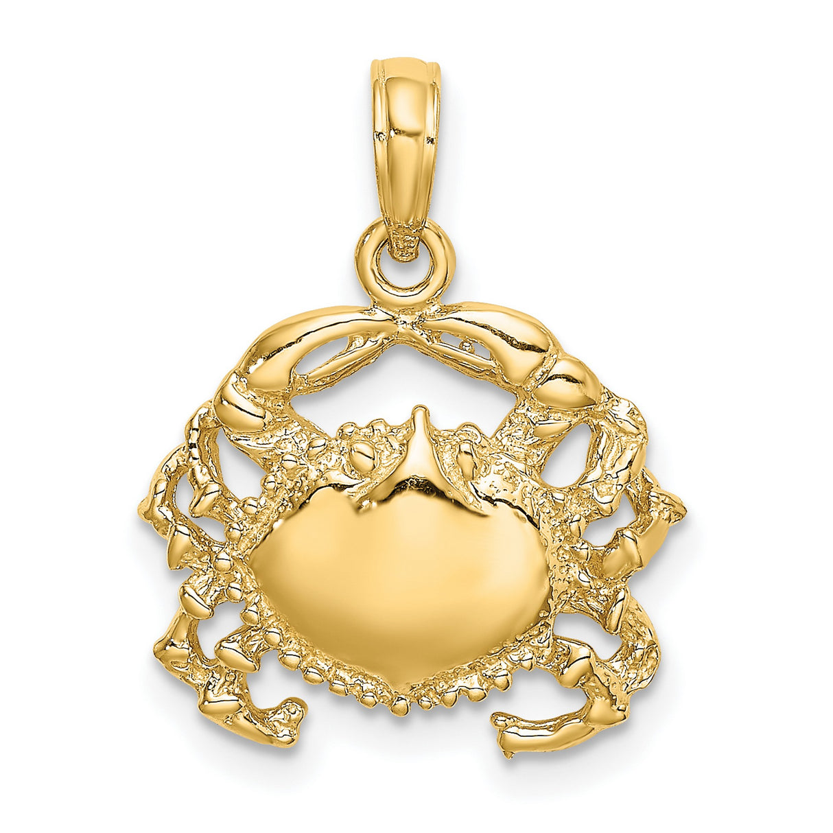 14k Yellow Gold Crab Pendant, Cancer Zodiac Symbol, Coastal Marine Life Design for Women