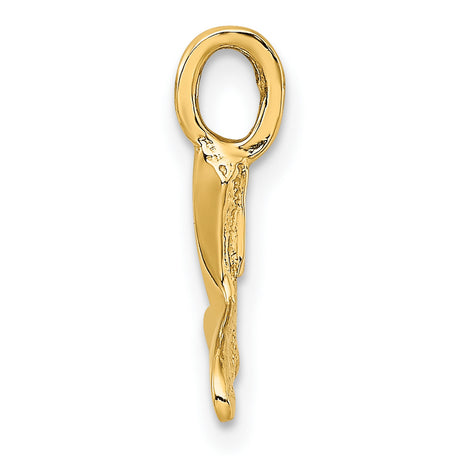 Miniature Whale Tail Chain Slide Charm Pendant in Real 14k Yellow Gold