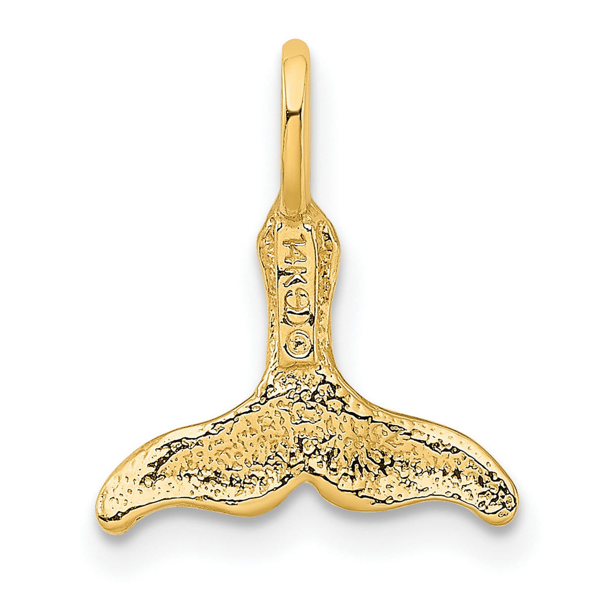 Miniature Whale Tail Chain Slide Charm Pendant in Real 14k Yellow Gold