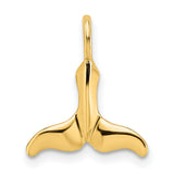 Miniature Whale Tail Chain Slide Charm Pendant in Real 14k Yellow Gold