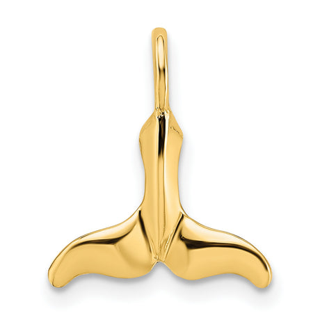 Miniature Whale Tail Chain Slide Charm Pendant in Real 14k Yellow Gold