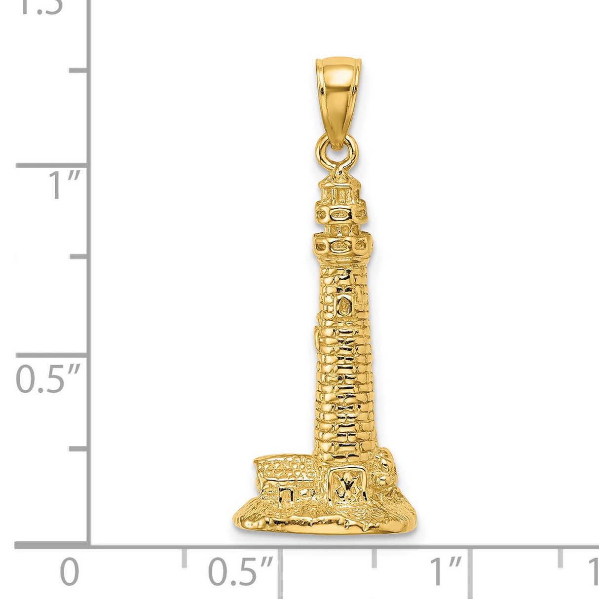 14k Yellow Gold Lighthouse Pendant with Coastal Design, Nautical Jewelry for Women or Unisex