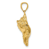 14k Yellow Gold Conch Shell Pendant, Nautical Coastal Design for Women or Unisex Wear
