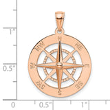14k Rose Gold Compass Pendant, Nautical Jewelry with Compass Rose Symbol, Unisex Design
