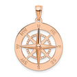 14k Rose Gold Compass Pendant, Nautical Jewelry with Compass Rose Symbol, Unisex Design