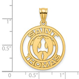 14k Yellow Gold Dolphin Pendant with Saint Thomas Text, Nautical Ocean Life Charm