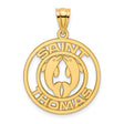 14k Yellow Gold Dolphin Pendant with Saint Thomas Text, Nautical Ocean Life Charm