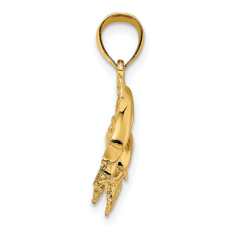 14k Yellow Gold Dolphin Pendant with Four Leaping Dolphins, Nautical Ocean Charm