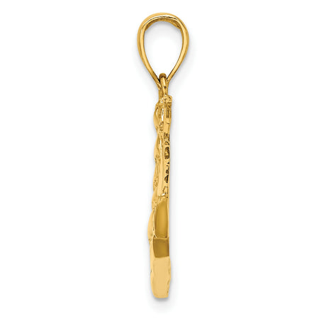 14k Yellow Gold Sailing Ship Pendant, Nautical Tall Ship Design, Maritime Style for Men or Unisex