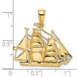 14k Yellow Gold Sailing Ship Pendant, Nautical Tall Ship Design, Maritime Style for Men or Unisex
