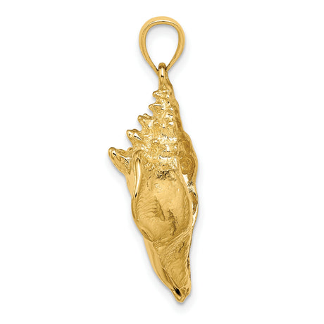 14k Yellow Gold Conch Pendant, Ocean-Inspired Shell Charm, Nautical Beachwear Jewelry for Women