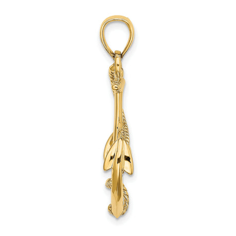 14k Yellow Gold Anchor Pendant with Rope Detail, Nautical Christian Symbol for Men and Unisex