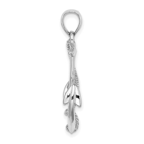 14k White Gold Anchor Rope Pendant, Nautical Christian Charm, Symbol of Faith and Strength