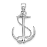 14k White Gold Anchor Rope Pendant, Nautical Christian Charm, Symbol of Faith and Strength