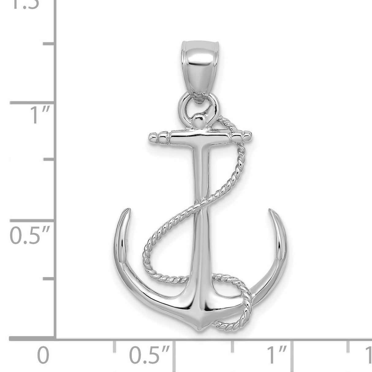 14k White Gold Anchor Rope Pendant, Nautical Christian Charm, Symbol of Faith and Strength