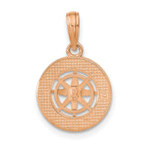 14k White and Rose Gold Compass Pendant, Nautical Direction Charm, Travel Jewelry for Women