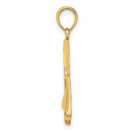 14k Yellow Gold Sailboat Pendant with Detailed Sail Design, Nautical Maritime Charm