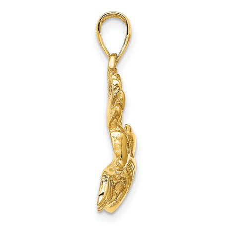 14k Yellow Gold Lionfish Pendant with Textured Fins, Ocean-Inspired Marine Life Charm