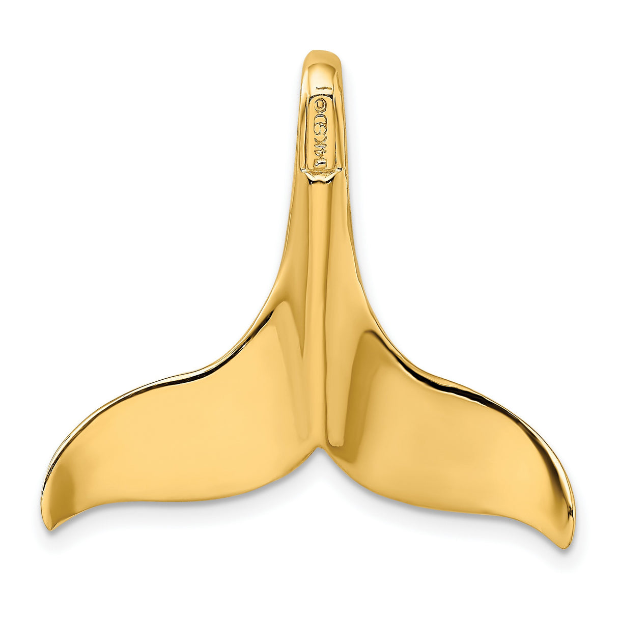 14k Yellow Gold Whale Tail Pendant, Nautical Ocean Theme Charm, Unisex Coastal Jewelry