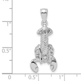 14k White Gold Lobster Pendant, Nautical Crustacean Charm, Coastal Symbol for Ocean Lovers