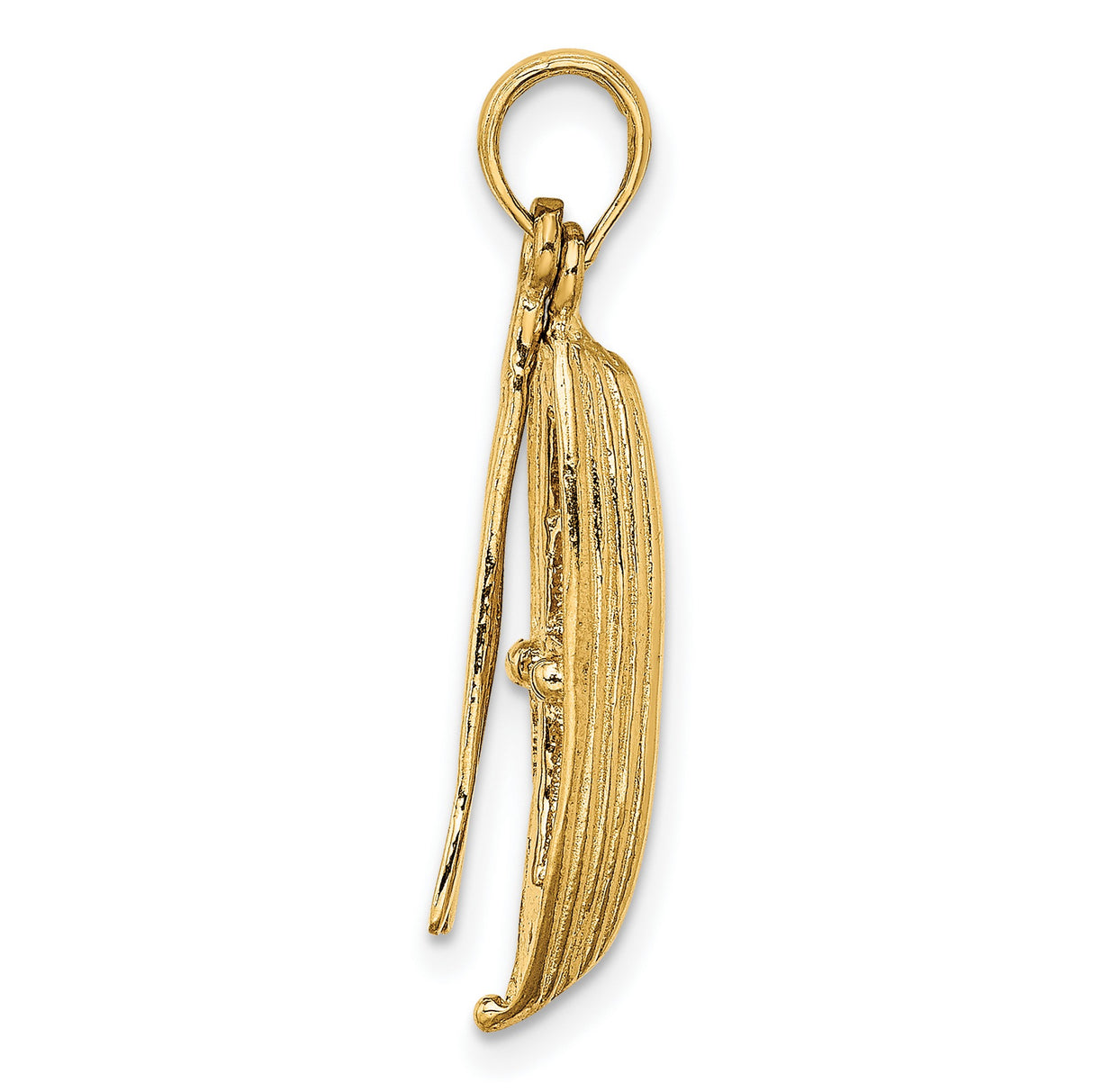 14k Yellow Gold Kayak Pendant with Detailed Paddles, Canoe Charm for Outdoor Adventure
