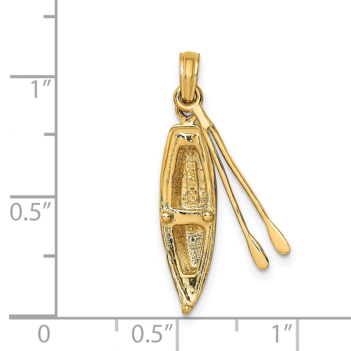 14k Yellow Gold Kayak Pendant with Detailed Paddles, Canoe Charm for Outdoor Adventure