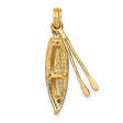 14k Yellow Gold Kayak Pendant with Detailed Paddles, Canoe Charm for Outdoor Adventure