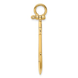 14k Yellow Gold Anchor Pendant, Polished Nautical Faith Symbol for Men and Women