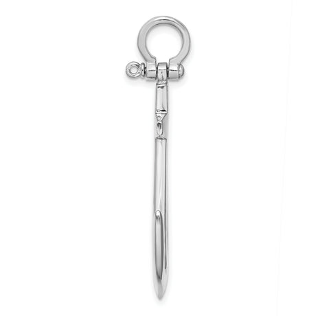 14k White Gold Anchor Pendant, Nautical Cross Design, Christian Symbol of Hope and Faith
