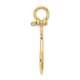 14k Yellow Gold Anchor Pendant, Nautical Faith Symbol, Unisex Christian Charm