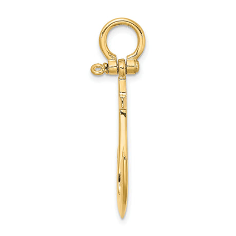 14k Yellow Gold Anchor Pendant, Nautical Faith Symbol, Unisex Christian Charm