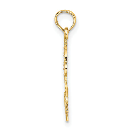 14k Yellow Gold Palm Tree Pendant, Tropical Key West Design for Women or Unisex
