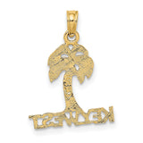 14k Yellow Gold Palm Tree Pendant, Tropical Key West Design for Women or Unisex