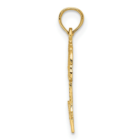 14k Yellow Gold Palm Tree Pendant, Tropical Island Charm for Women or Unisex