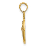 14k Yellow Gold Sand Dollar Pendant, Textured Nautical Beach Charm for Women