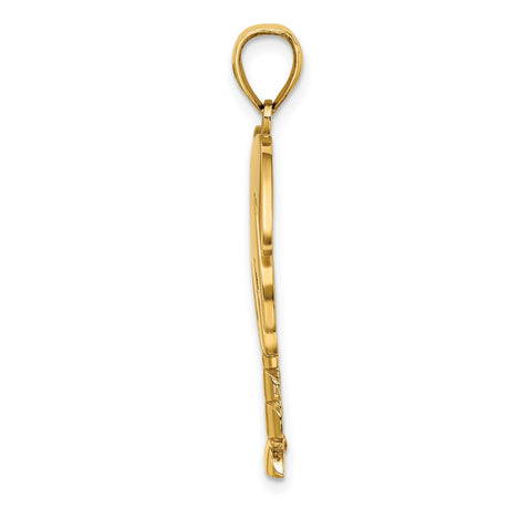 14k Yellow Gold Palm Tree Pendant, Tropical Island Beach Charm for Women