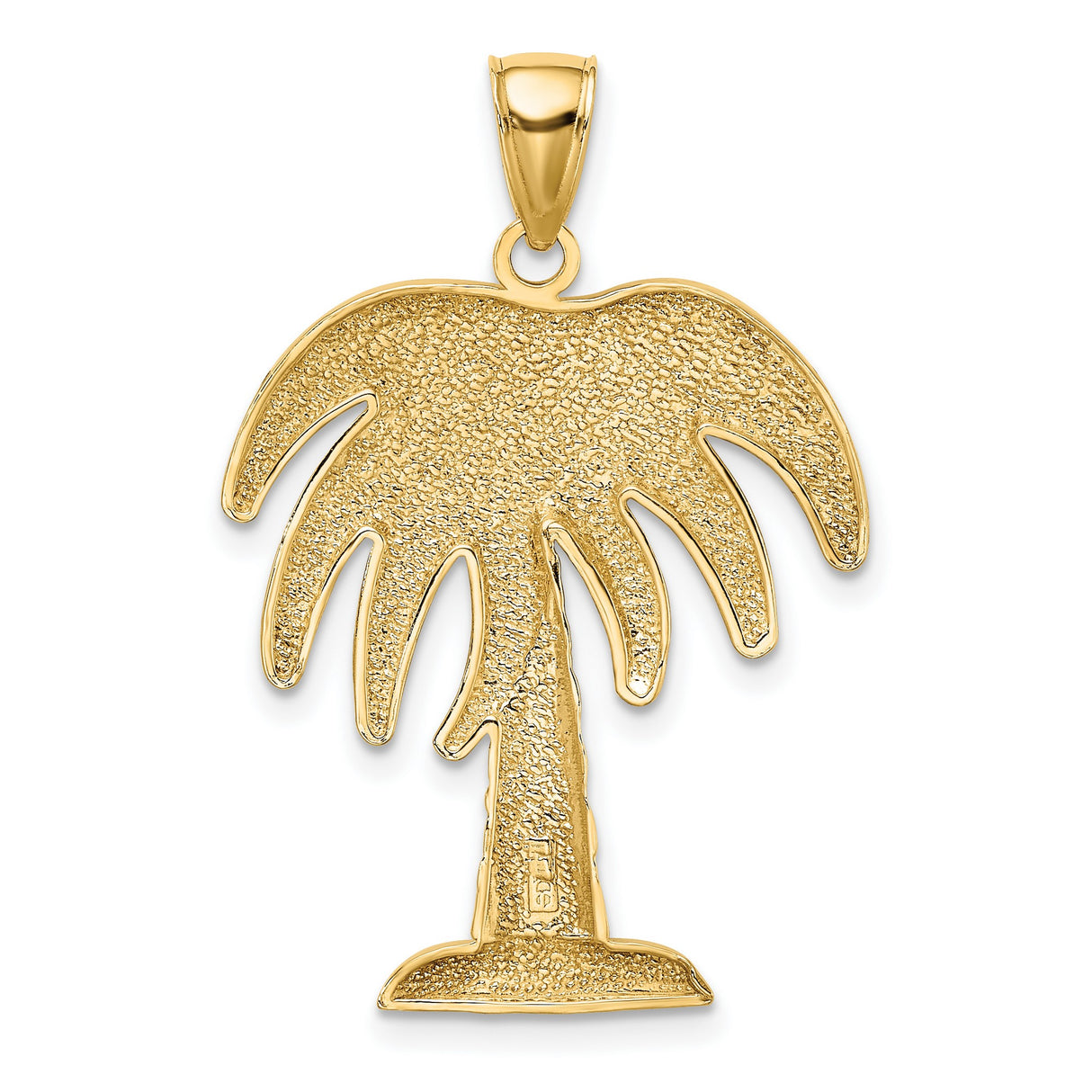 14k Yellow Gold Palm Tree Pendant, Tropical Island Beach Charm for Women