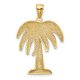 14k Yellow Gold Palm Tree Pendant, Tropical Island Beach Charm for Women