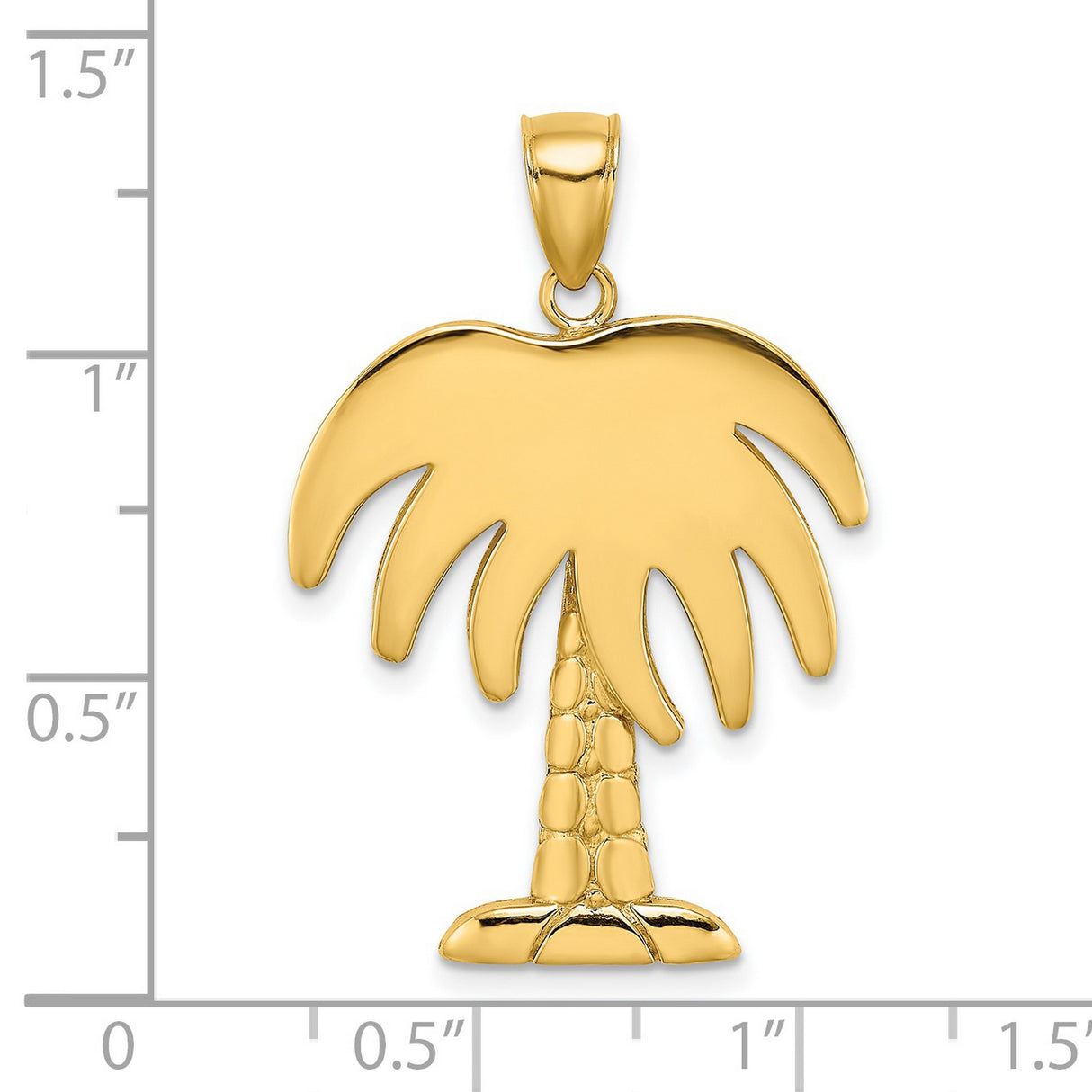 14k Yellow Gold Palm Tree Pendant, Tropical Island Beach Charm for Women
