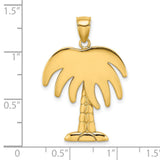 14k Yellow Gold Palm Tree Pendant, Tropical Island Beach Charm for Women