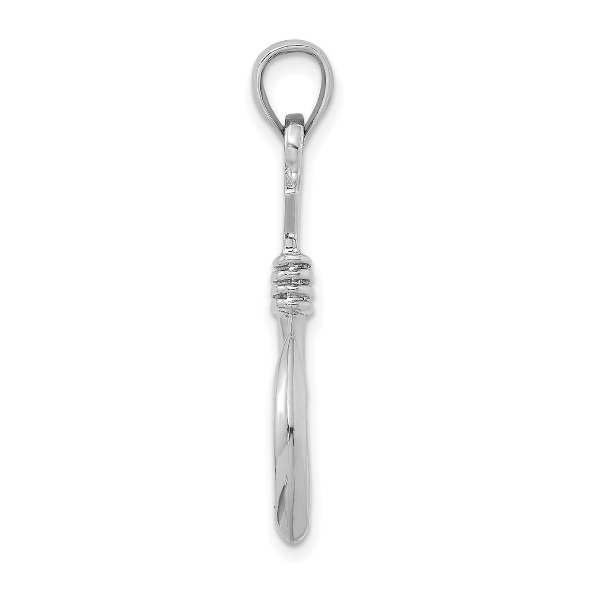 14k White Gold Fish Hook Pendant with Rope Detail, Nautical Symbol for Men